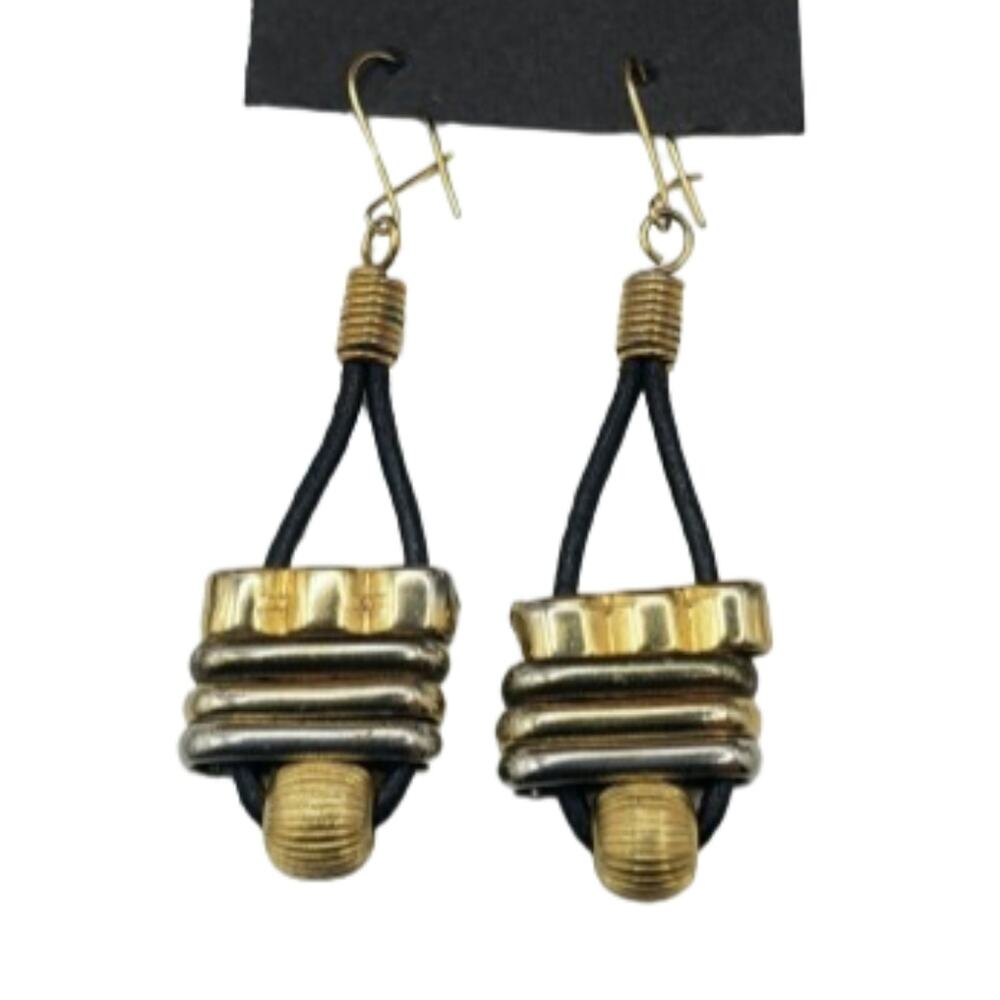 Very Unique Dangle Leverback Earrings Gold Tone